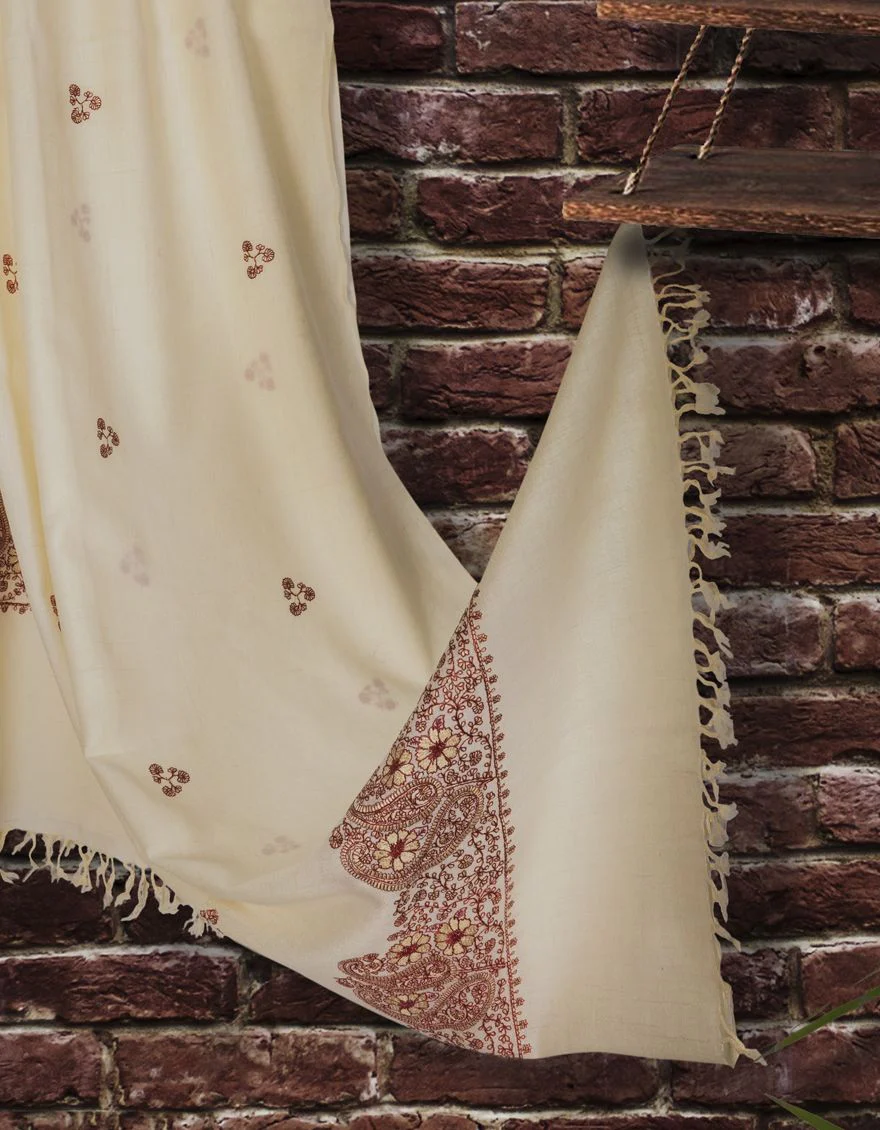 OFF WHITE SHAWL | JSH-SHW-US-21-0012 FB/SWATI WOOL - Image 2