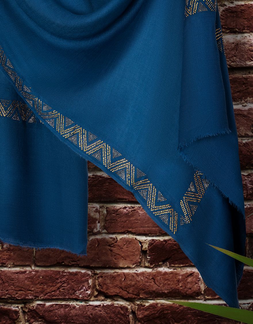 NAVY BLUE SHAWL | JSH-SHW-US-21-0021 FB/GOLD STUD SHWAL-NBL - Image 2