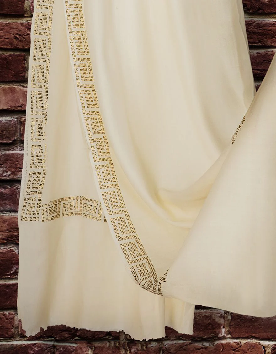 WHITE SHAWL | JSH-SHW-US-21-0021 FB/GOLD STUD SHWAL-WHT - Image 2