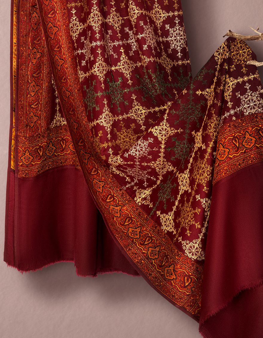 MEHNDI GREEN SHAWL | JSH-SHW-US-21-0024 FB/ETHNIC MAROON - Image 2