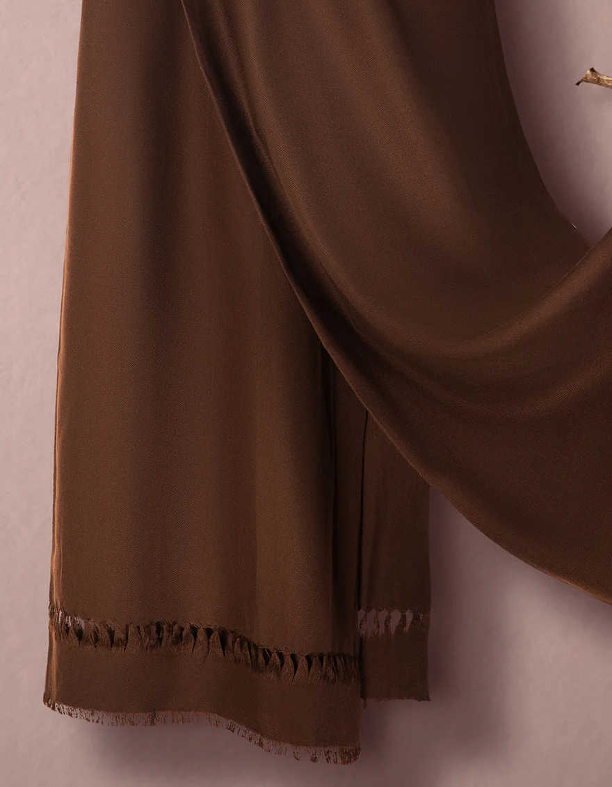 BROWN SHAWL | JSH-SHW-US-21-0027 FB/SOLID DYED SHAWL - BROWN - Image 2