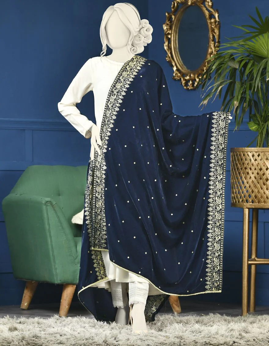 BLUE VELVET SHAWL | JSH-SHW-US-21-228 FB/FF-328 - Image 2