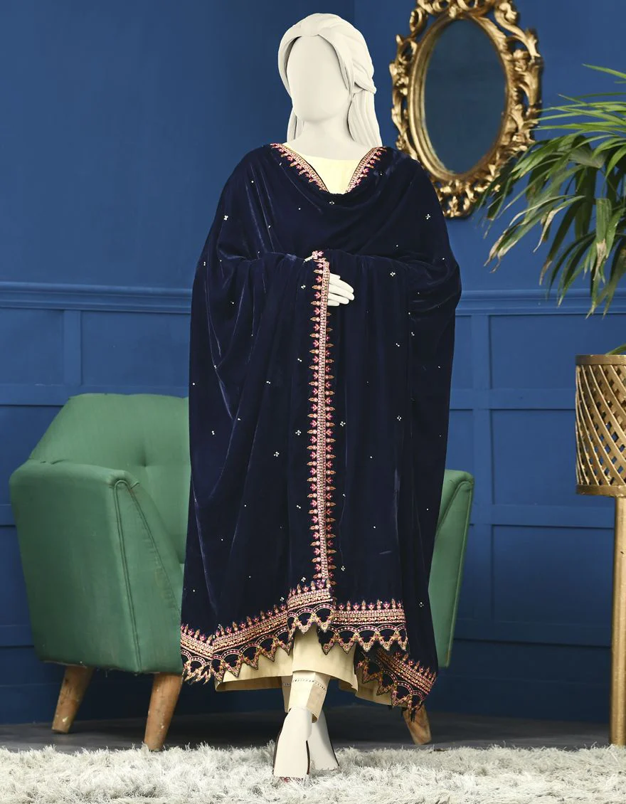 BLUE VELVET SHAWL | JSH-SHW-US-21-230 FB/FF-328 - Image 2