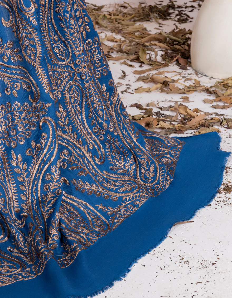 ROYAL BLUE SHAWL | JSH-SHW-US-22-072 FB/FANCY KASHMIRI JALL EMB SHAWL - Image 2