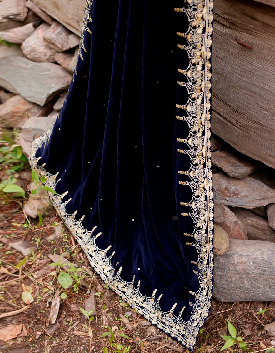 NAVY BLUE SHAWL | JSH-SHW-US-22-238 FB/FF-328 - Image 2