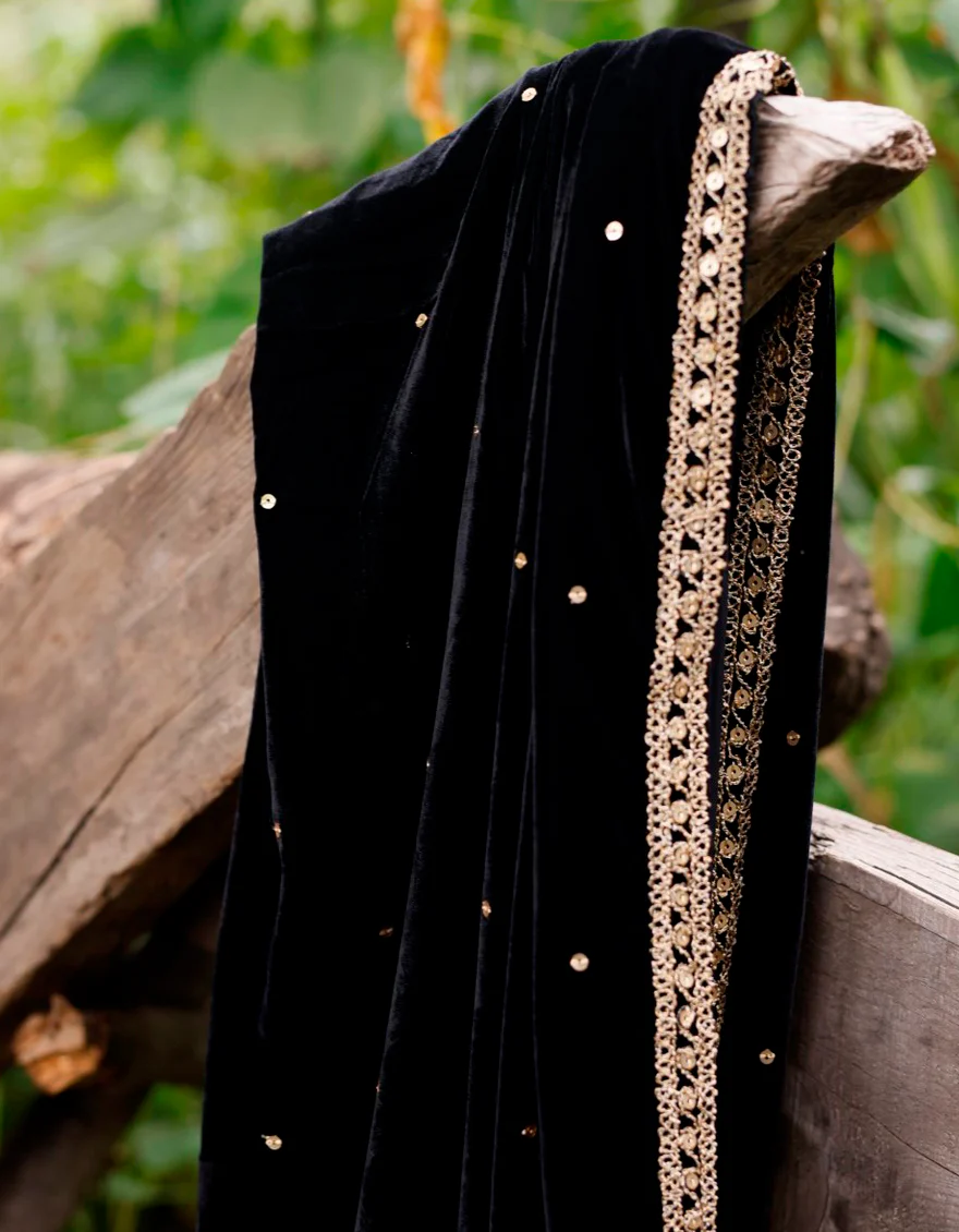 BLACK VELVET SHAWL | JSH-SHW-US-22-243 FB/FF-328 - Image 5