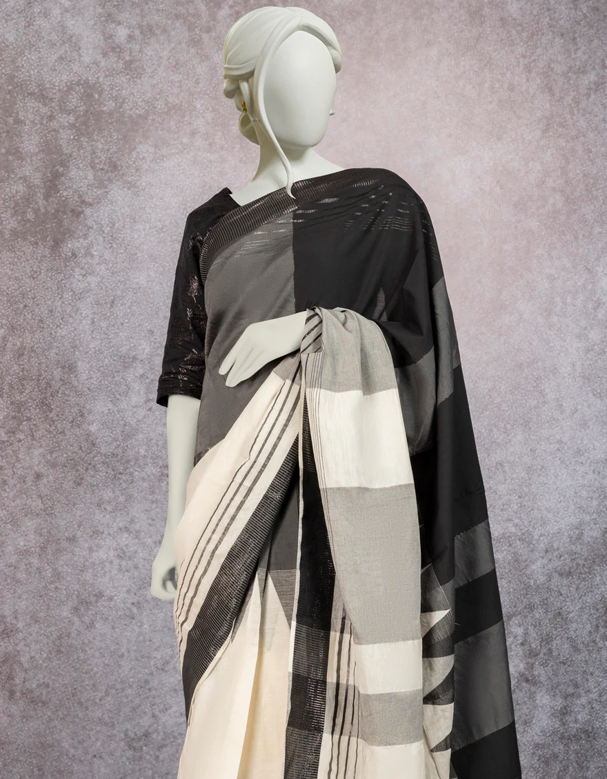 BLACK & WHITE 2PC UNSTITCHED | JSR-S-US-22-509 FB/SARI-001 - Image 3