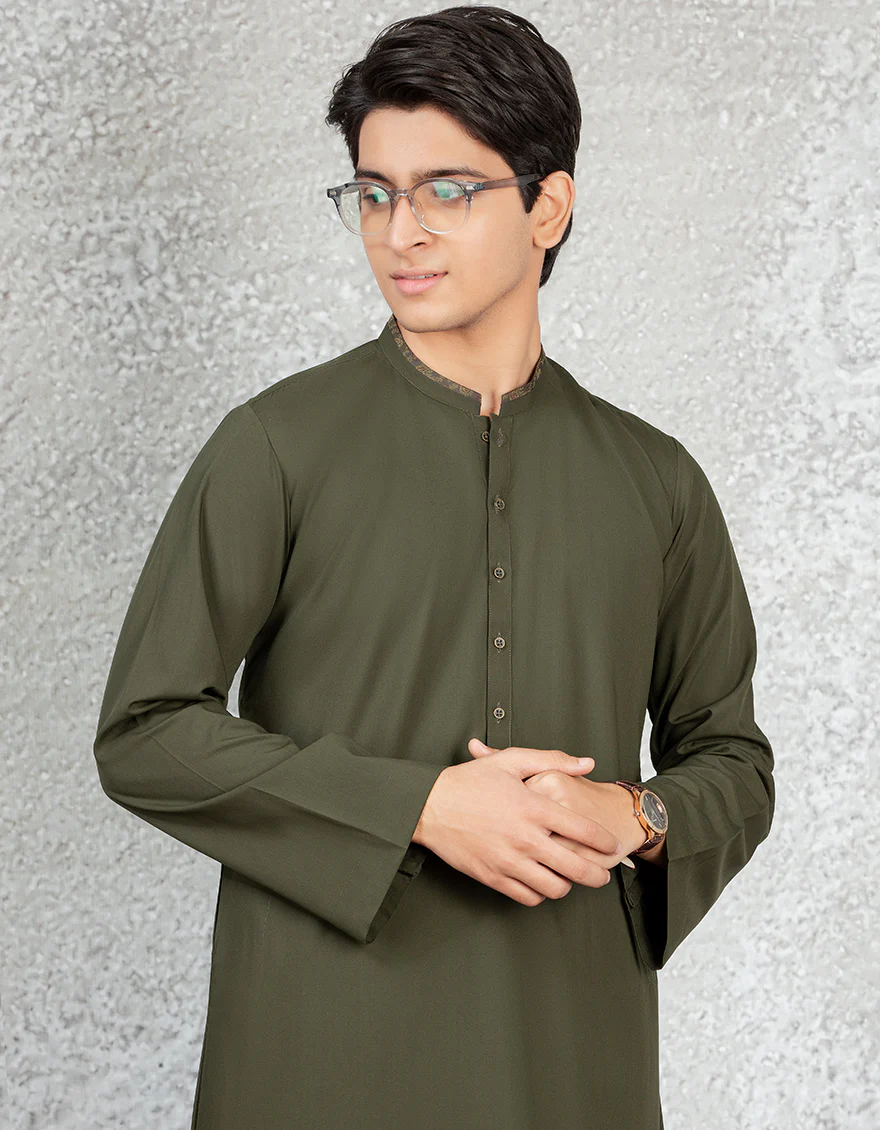 ARMY GREEN VISCOSE JUBBA | JT-JUBBA-US-43091/S21/JJ8081-CL - Image 2