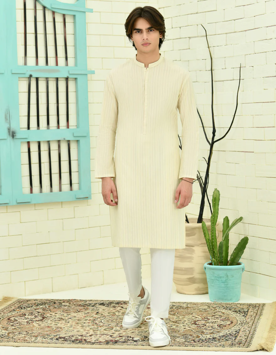 WHITE COTTON KURTA | JTK-A-34735/S24/DMR3379-CL - Image 3