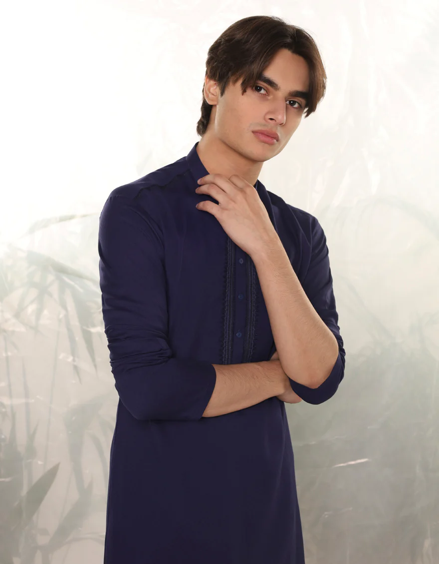 BLUE BLENDED KURTA | JTK-A-34766/S24/JJ9419-FL - Image 2