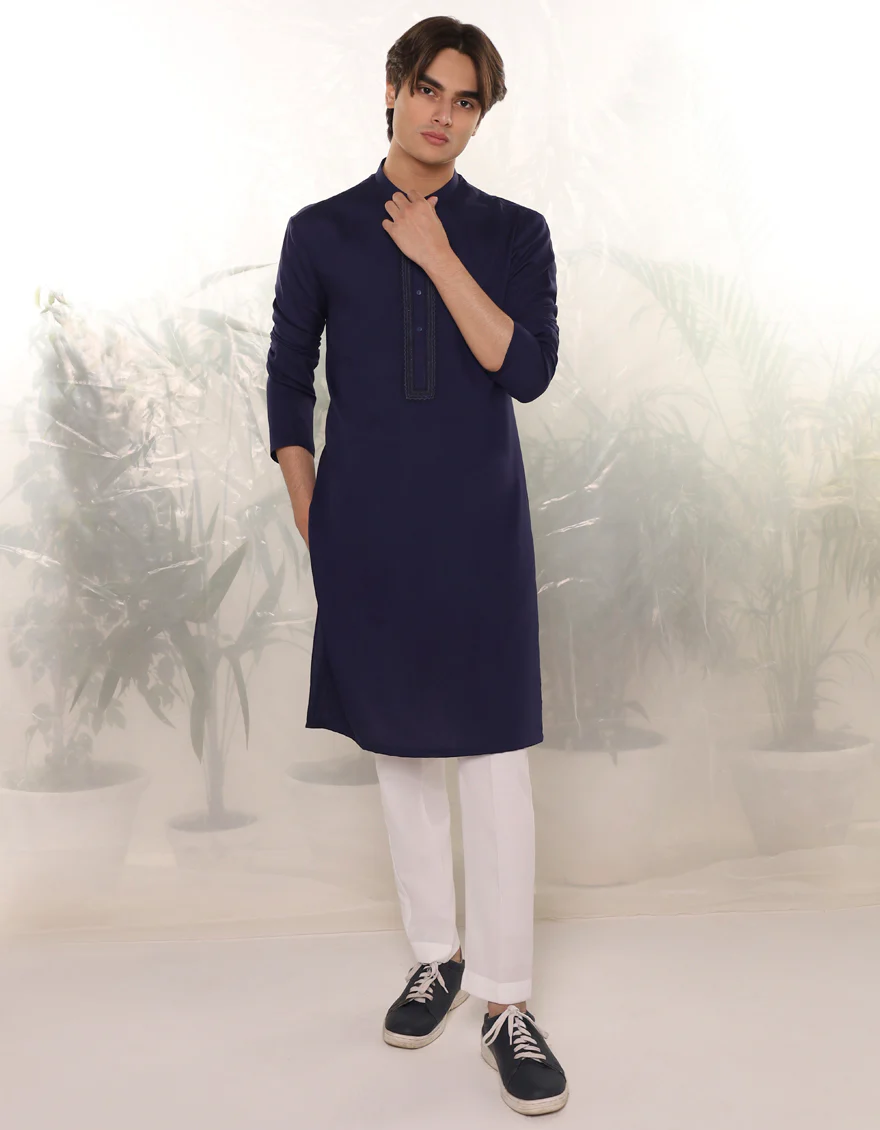 BLUE BLENDED KURTA | JTK-A-34766/S24/JJ9419-FL - Image 3