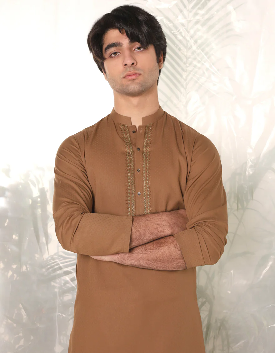 BROWN BLENDED KURTA | JTK-A-34767/S24/JJ9419-FL - Image 2