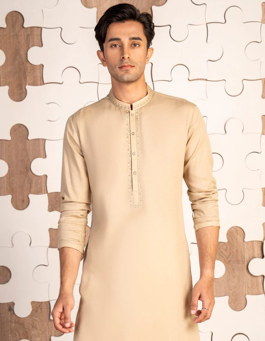BROWN BLENDED KURTA | JTK-A-34845/S24/JJ9253-SF - Image 3