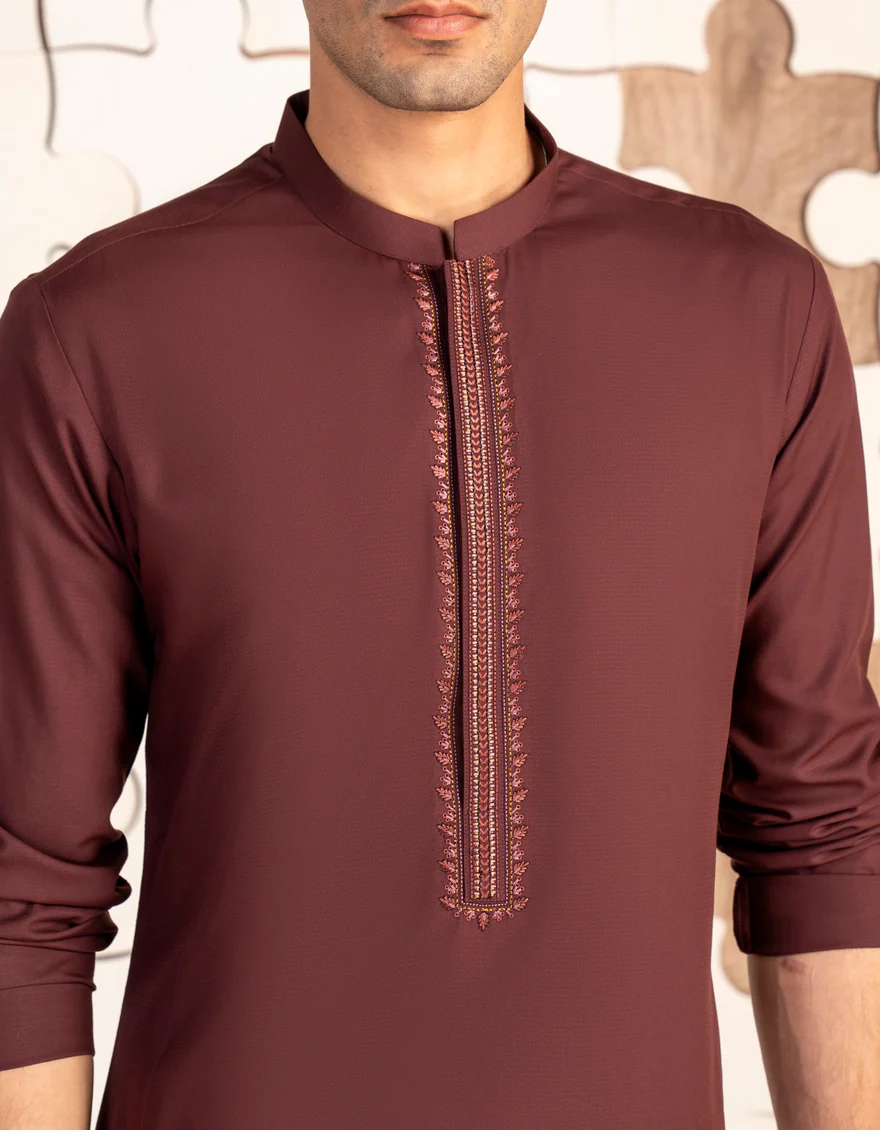 BROWN BLENDED KURTA | JTK-A-34852/S24/JJ9095-FL - Image 2