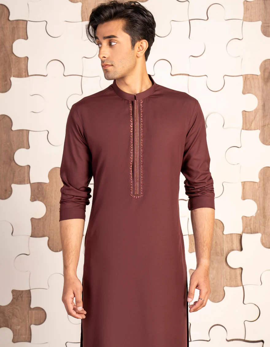 BROWN BLENDED KURTA | JTK-A-34852/S24/JJ9095-FL - Image 3