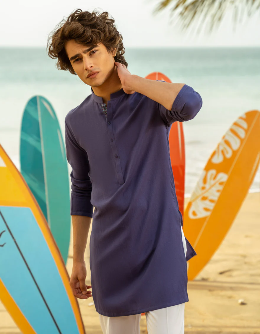 INK BLUE COTTON KURTA | JTK-A-34864/S24/JJ9589-CL - Image 2