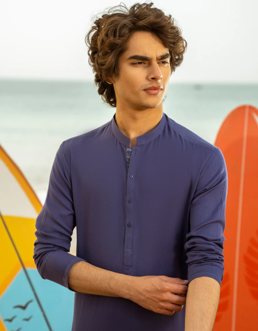 INK BLUE COTTON KURTA | JTK-A-34864/S24/JJ9589-CL - Image 3