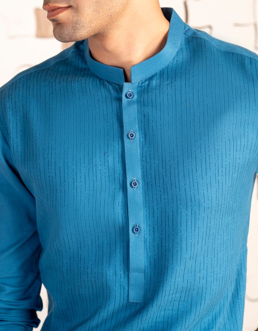 BLUE COTTON KURTA | JTK-A-34865/S24/JJ9589-CL - Image 3