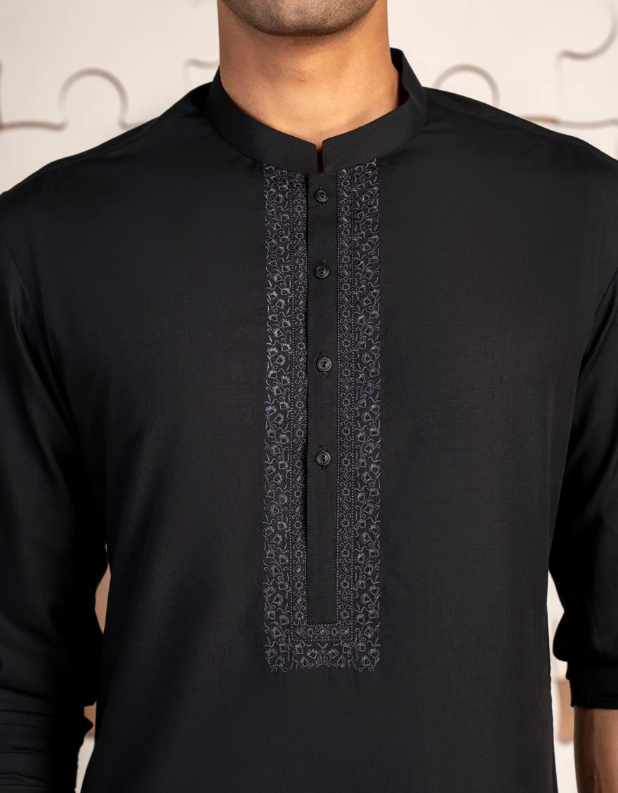 BLACK BLENDED KURTA | JTK-A-34900/S24/JJ8786-SF - Image 3