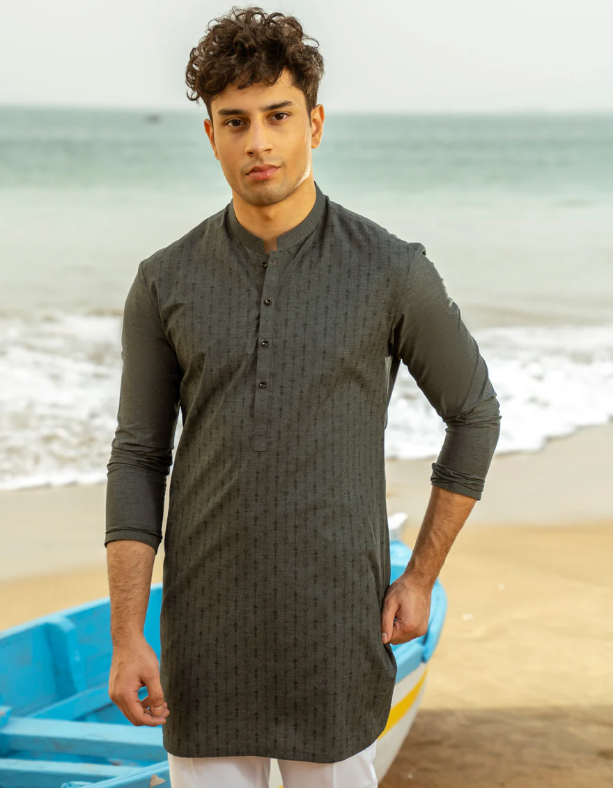 GREY BLENDED KURTA | JTK-A-34979/S25/JJ9349-CL - Image 2