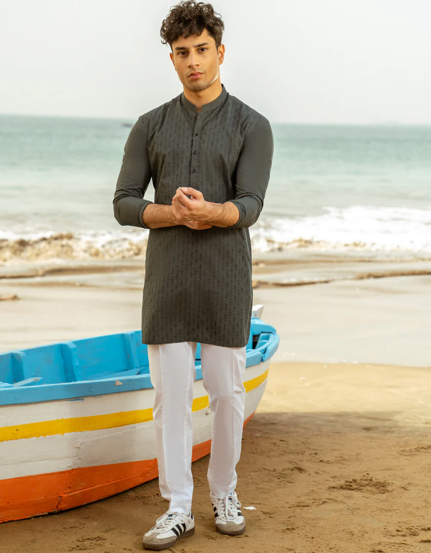 GREY BLENDED KURTA | JTK-A-34979/S25/JJ9349-CL - Image 3