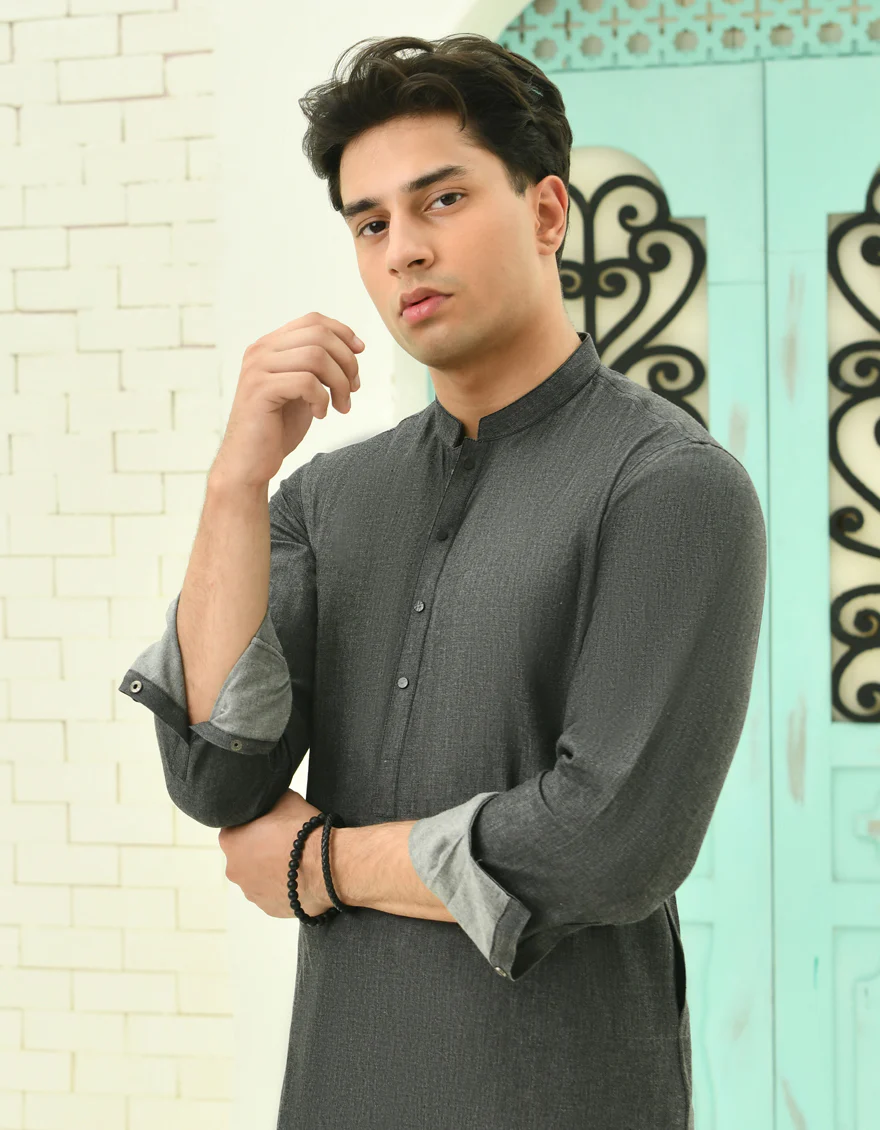 BLACK COTTON KURTA | JTK-A-39063/S24/JJ9386-CL - Image 2