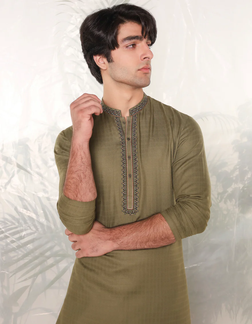 GREEN COTTON KURTA | JTK-A-39136/S24/JJ9236-SF - Image 2