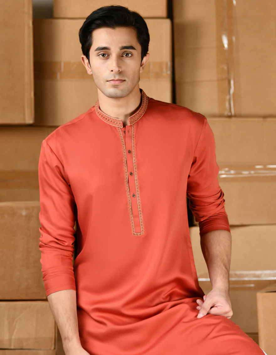 ORANGE BLENDED KURTA | JTK-A-39146/S24/JJ9323-SF - Image 2