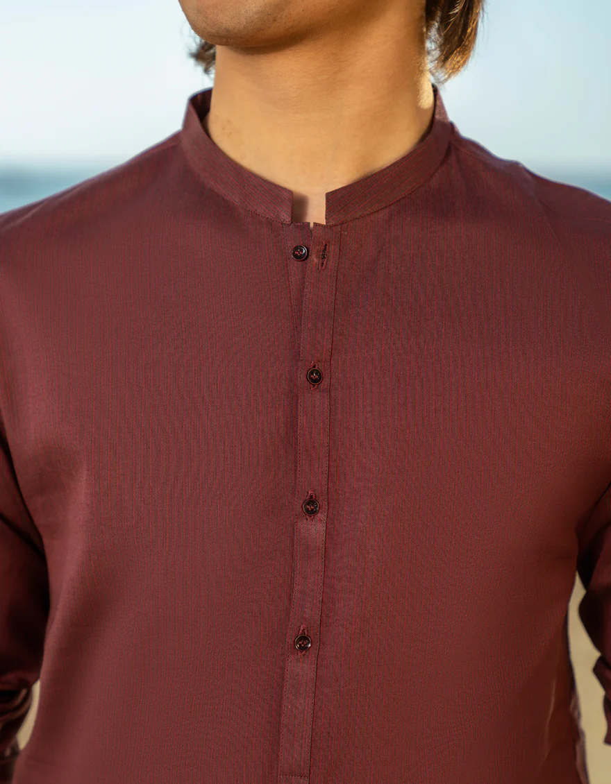 MAROON COTTON KURTA | JTK-A-39229/S24/DME3189-PN - Image 3