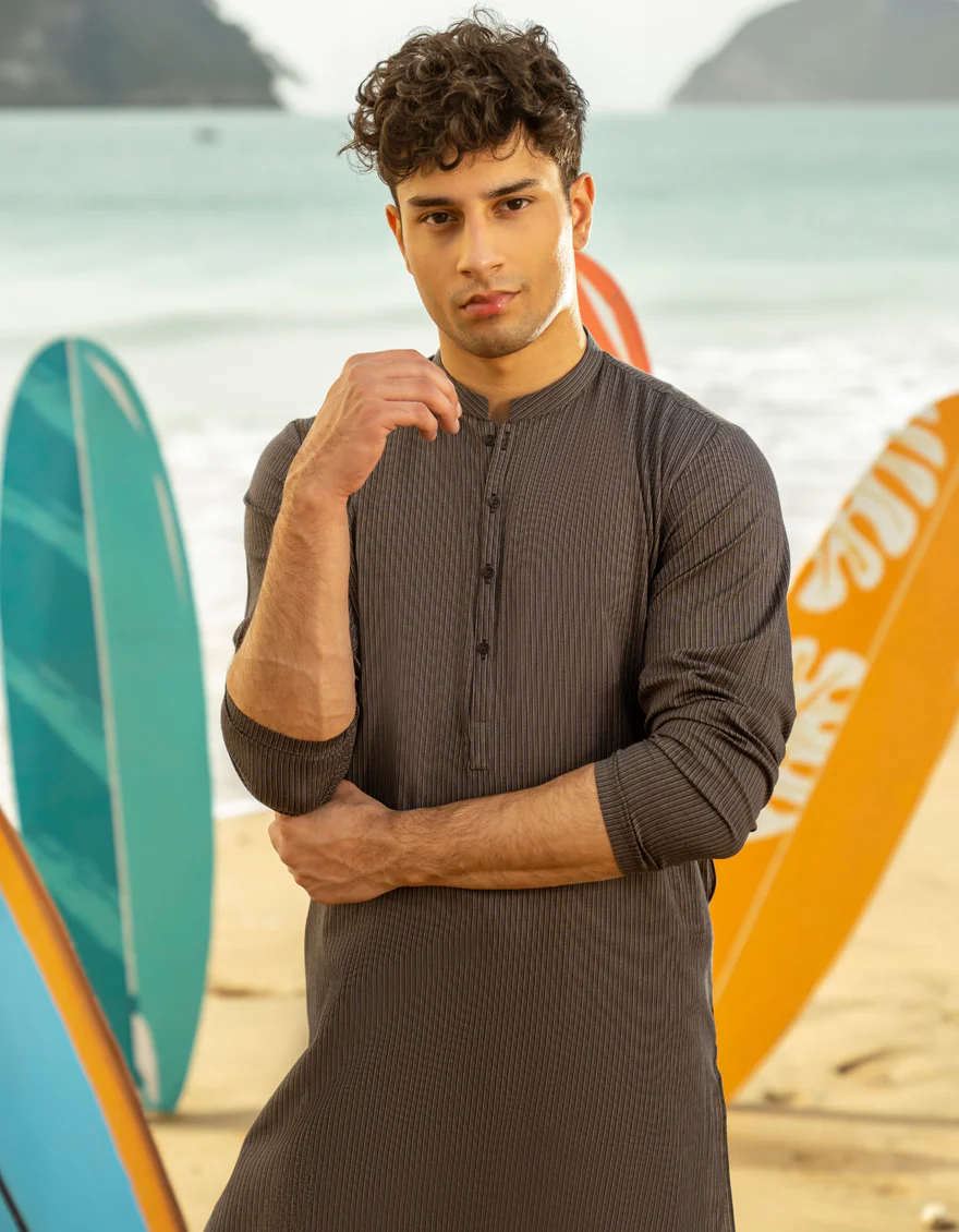 GREY COTTON KURTA | JTK-A-39230/S25/DME3187-PN - Image 2