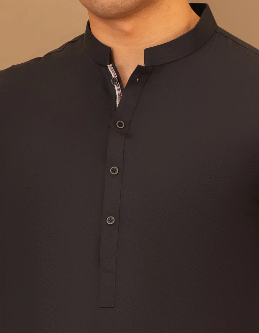 CHARCOAL BLENDED KURTA | JTK-A-39473/S25/JJ9579-CL - Image 2