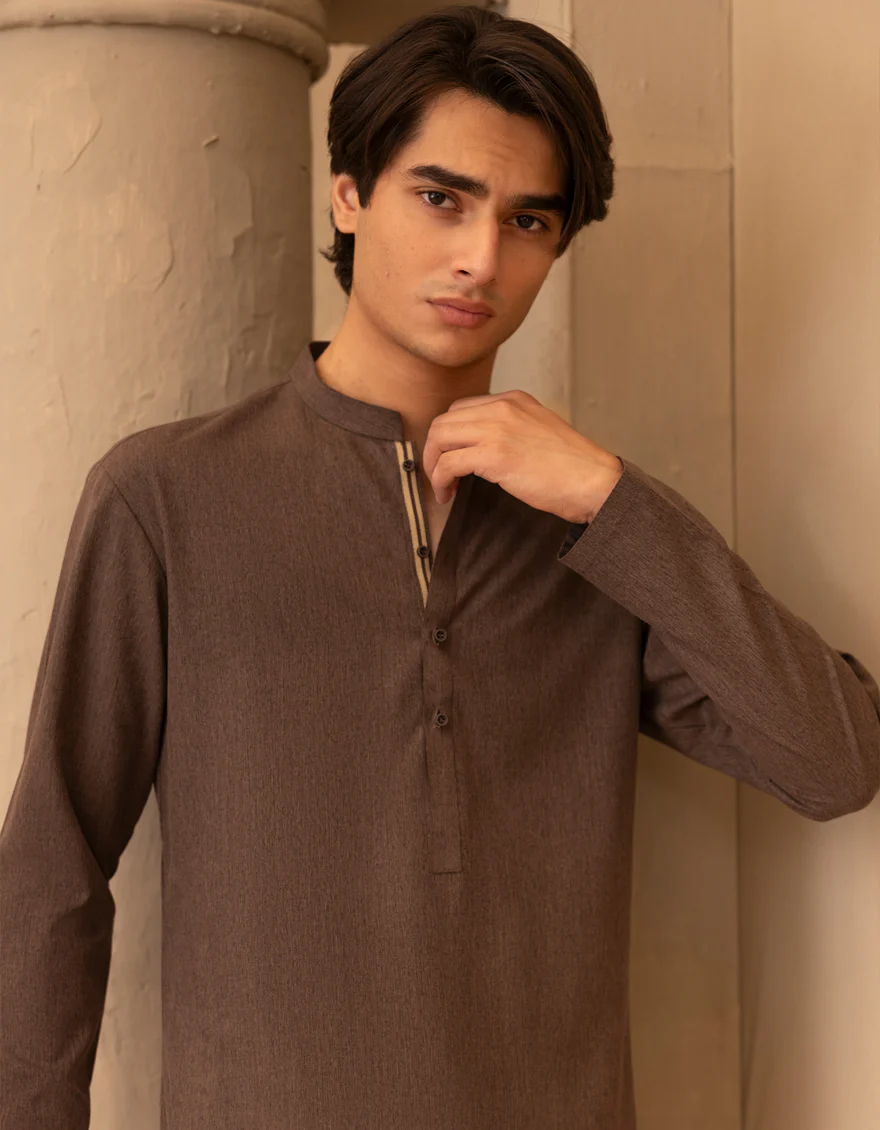 BROWN BLENDED KURTA | JTK-A-39475/S25/JJ9627-CL - Image 2