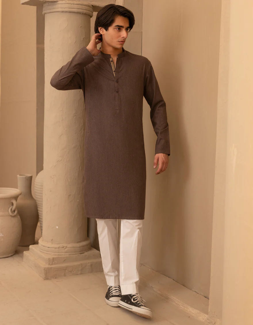 BROWN BLENDED KURTA | JTK-A-39475/S25/JJ9627-CL - Image 4