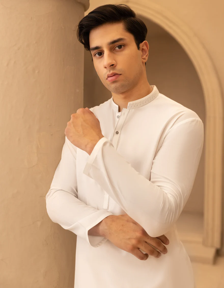 OFF WHITE BLENDED KURTA | JTK-A-39481/S25/JJ8813-SF - Image 2