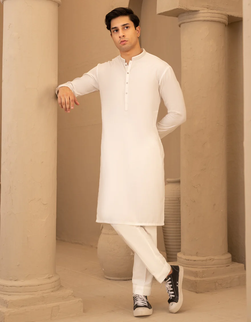 OFF WHITE BLENDED KURTA | JTK-A-39481/S25/JJ8813-SF - Image 4