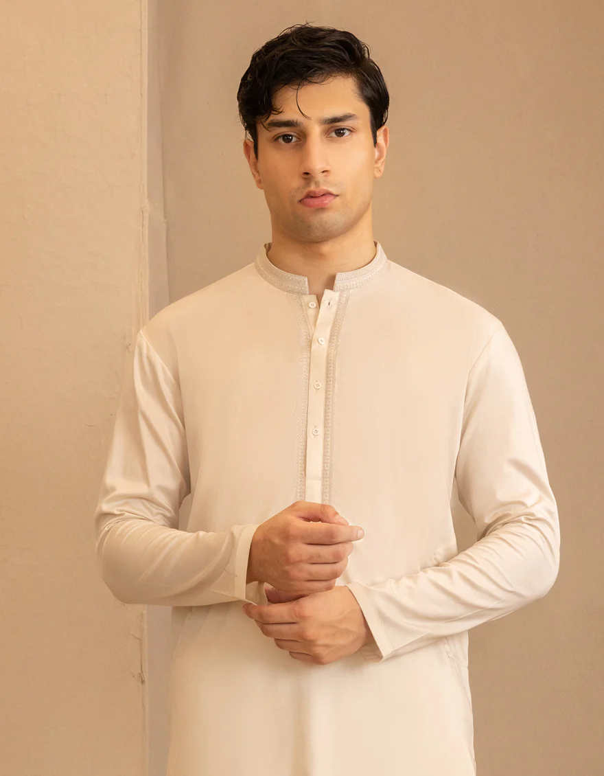 CREAM COTTON KURTA | JTK-A-39482/S25/JJ9149-SF - Image 2