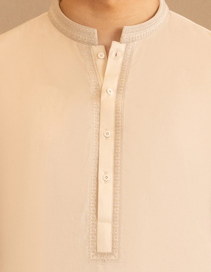 CREAM COTTON KURTA | JTK-A-39482/S25/JJ9149-SF - Image 3