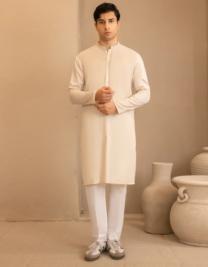 CREAM COTTON KURTA | JTK-A-39482/S25/JJ9149-SF - Image 4