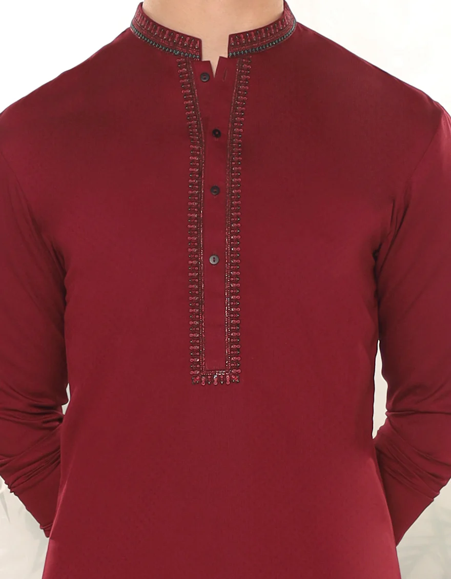 RED BLENDED KURTA | JTK-A-46377/S24/JJ9419-FL - Image 2