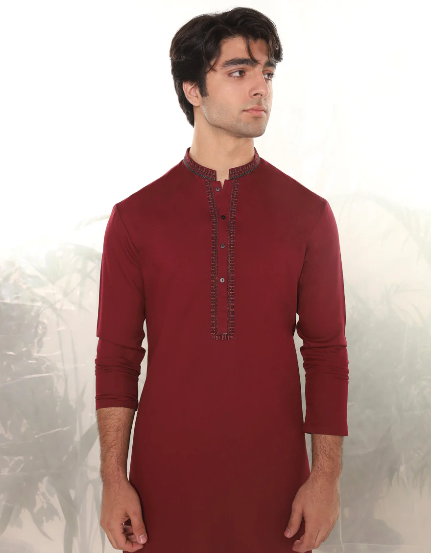 RED BLENDED KURTA | JTK-A-46377/S24/JJ9419-FL - Image 3
