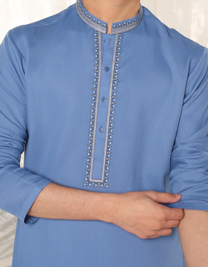 BLUE BLENDED KURTA | JTK-A-46379/S24/JJ9419-FL - Image 2