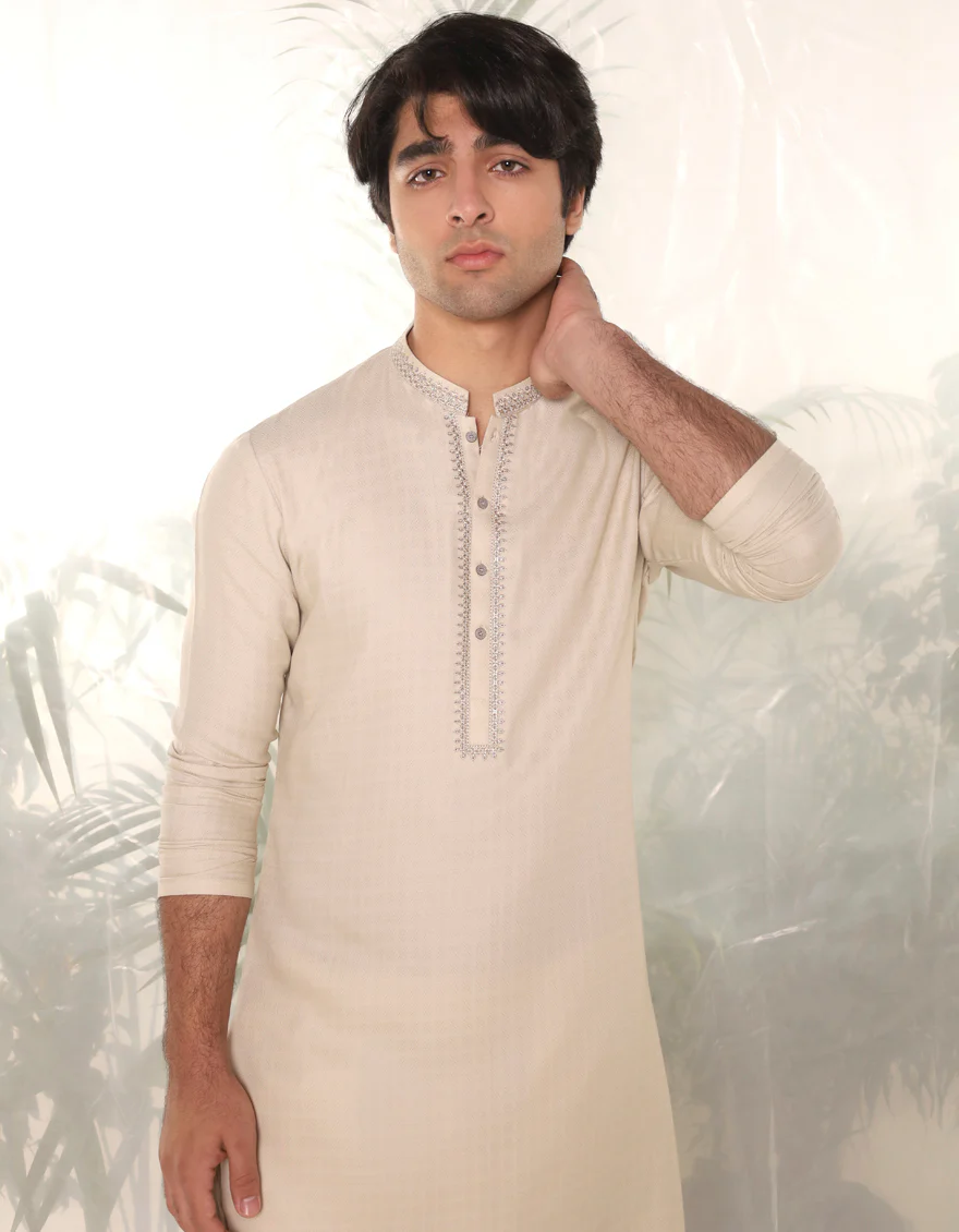 BROWN BLENDED KURTA | JTK-A-46380/S24/JJ9236-SF - Image 3