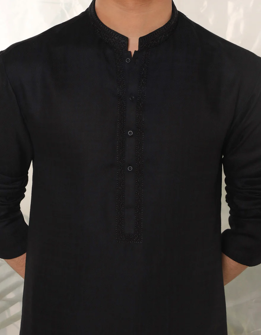 BLACK BLENDED KURTA | JTK-A-46381/S24/JJ9236-SF - Image 3