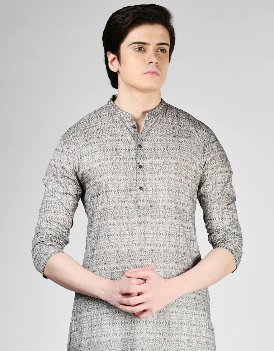 GREY COTTON KURTA | JTK-A-46479/S24/JJ8771-SF - Image 2