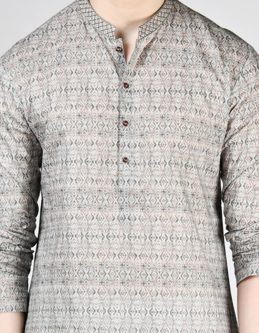 GREY COTTON KURTA | JTK-A-46479/S24/JJ8771-SF - Image 3