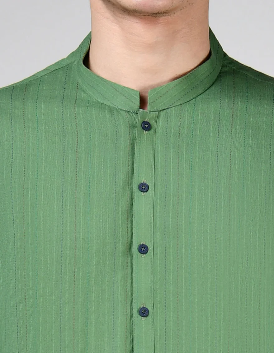GREEN COTTON KURTA | JTK-A-46488/S24/DMR3379-PN - Image 3