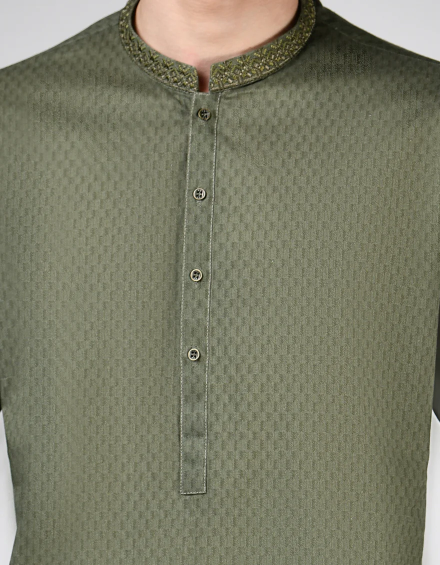 GREEN COTTON KURTA | JTK-A-46521/S24/JJ9552-SF - Image 3