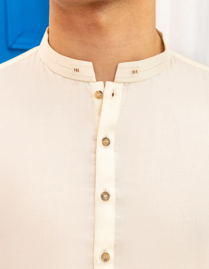 CREAM BLENDED KURTA | JTK-A-46534/S25/JJ9349-CL - Image 3