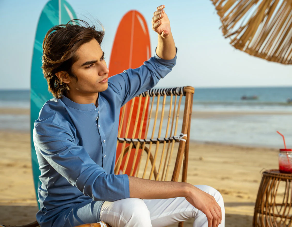 LIGHT BLUE COTTON KURTA | JTK-A-46540/S25/JJ9373-CL - Image 4