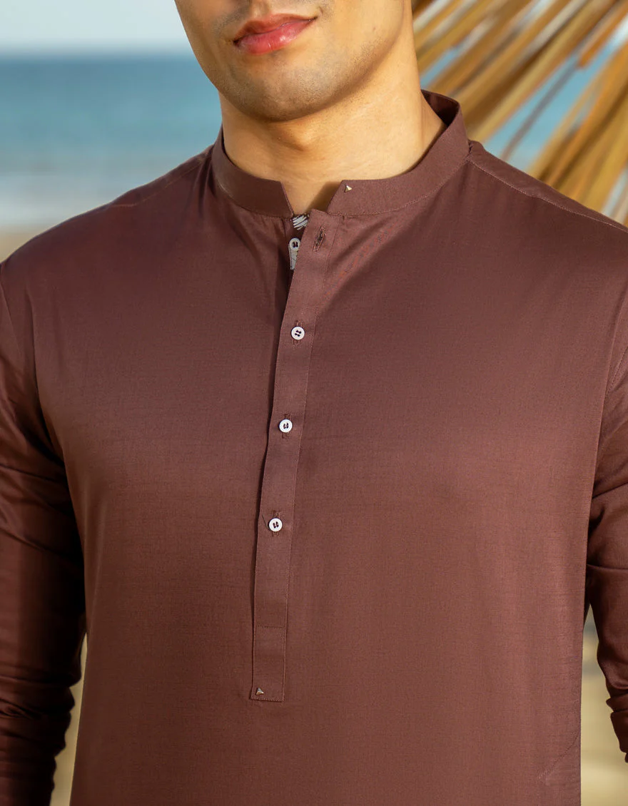 BROWN COTTON KURTA | JTK-A-46542/S25/JJ9373-CL - Image 3